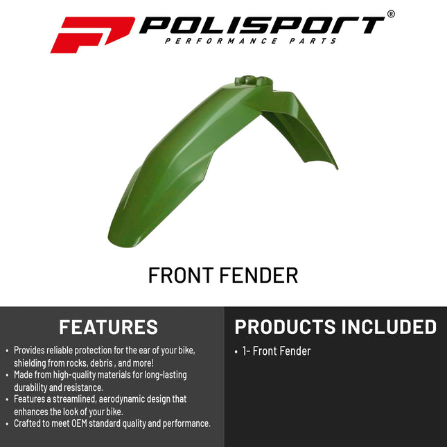 Polisport Motocross (MX) Front Fender for Husqvarna FC/FE/FX/TC/TE/TX (2023-25) Dirt Bike - OEM Quality, Durable, Flexible & Perfect Fit - Green