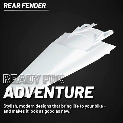 Polisport Motocross (MX) Rear Fender for Husqvarna FC/FE/FX/TC/TE/TX (2022-25) Dirt Bike - OEM Quality, Durable, Flexible & Perfect Fit - White