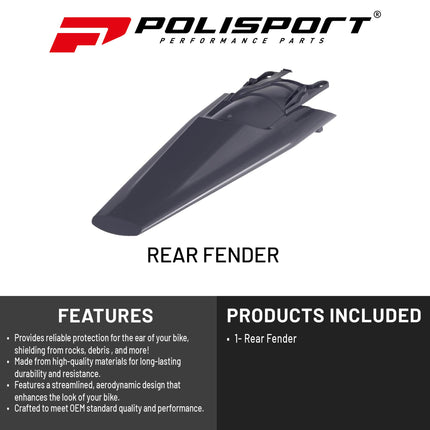Polisport Motocross (MX) Rear Fender for Husqvarna FC/FE/FX/TC/TE/TX (2022-25) Dirt Bike - OEM Quality, Durable, Flexible & Perfect Fit - Nardo Grey