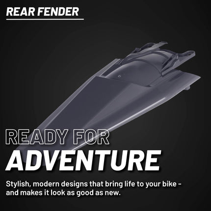 Polisport Motocross (MX) Rear Fender for Husqvarna FC/FE/FX/TC/TE/TX (2022-25) Dirt Bike - OEM Quality, Durable, Flexible & Perfect Fit - Nardo Grey