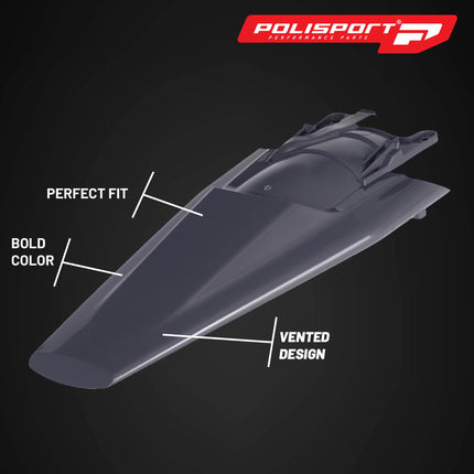 Polisport Motocross (MX) Rear Fender for Husqvarna FC/FE/FX/TC/TE/TX (2022-25) Dirt Bike - OEM Quality, Durable, Flexible & Perfect Fit - Nardo Grey