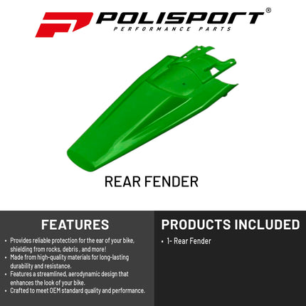 Polisport Motocross (MX) Rear Fender for Husqvarna FC/FE/FX/TC/TE/TX (2022-25) Dirt Bike - OEM Quality, Durable, Flexible & Perfect Fit - Green