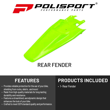 Polisport Motocross (MX) Rear Fender for Husqvarna FC/FE/FX/TC/TE/TX (2022-25) Dirt Bike - OEM Quality, Durable, Flexible & Perfect Fit - Yellow