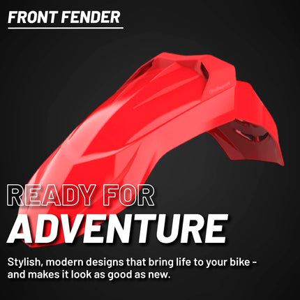 Polisport Supermoto (SM) Motocross (MX) UFX Front Fender - Universal Fit for all Full Size Dirt Bikes - Red