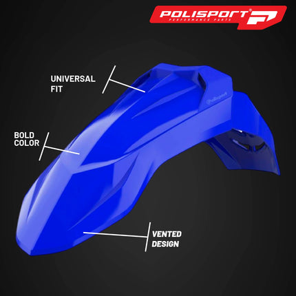 Polisport Supermoto (SM) Motocross (MX) UFX Front Fender - Universal Fit for all Full Size Dirt Bikes - Blue