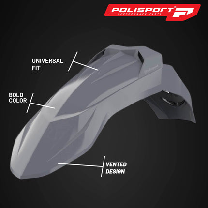 Polisport Supermoto (SM) Motocross (MX) UFX Front Fender - Universal Fit for all Full Size Dirt Bikes - Nardo Grey