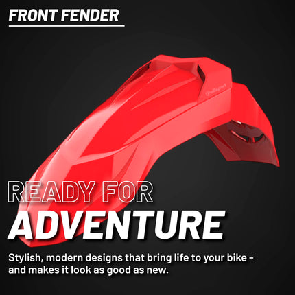 Polisport Supermoto (SM) Motocross (MX) UFX Front Fender - Fits Honda (2009-2022) Full Size Dirt Bikes - Red