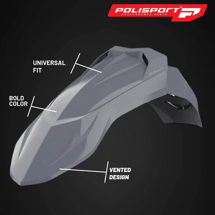 Polisport Supermoto (SM) Motocross (MX) UFX Front Fender - Universal Fit for all Full Size Dirt Bikes - Blue