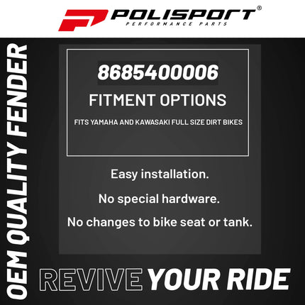 Polisport Supermoto (SM) Motocross (MX) UFX Front Fender - Fits Yamaha and Kawasaki Full Size Dirt Bikes - Green