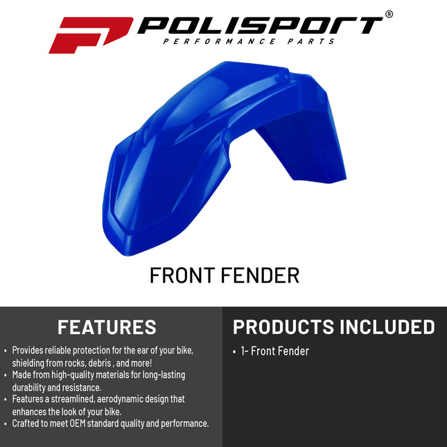 Polisport Motocross (MX) Front Fender for Yamaha YZ85 (2022-2024) Dirt Bike - OEM Quality, Durable, Flexible & Perfect Fit - Blue