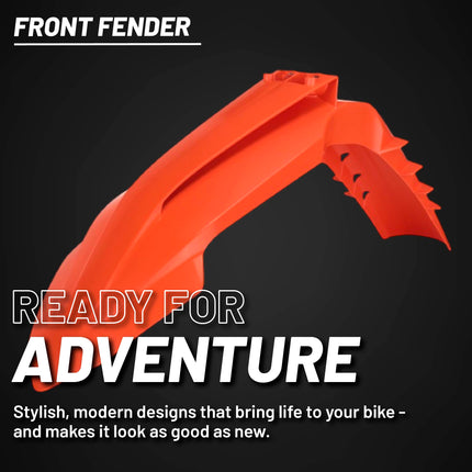 Polisport Motocross (MX) Front Fender for KTM EXC/EXC-F / XC-W/XCF-W / SX/SX-F (2023-2025) Dirt Bike - OEM Quality, Durable, Flexible & Perfect Fit - Orange