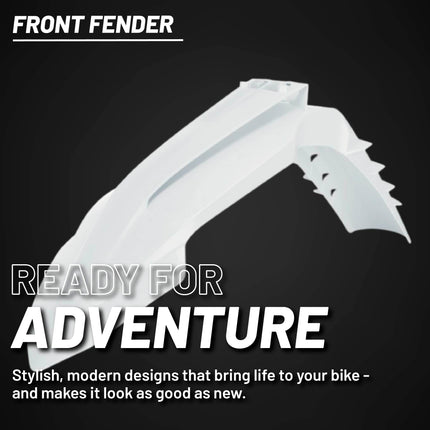 Polisport Motocross (MX) Front Fender for KTM EXC/EXC-F / XC-W/XCF-W / SX/SX-F (2023-2025) Dirt Bike - OEM Quality, Durable, Flexible & Perfect Fit - White