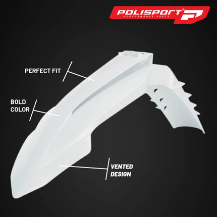 Polisport Motocross (MX) Front Fender for KTM EXC/EXC-F / XC-W/XCF-W / SX/SX-F (2023-2025) Dirt Bike - OEM Quality, Durable, Flexible & Perfect Fit - Black