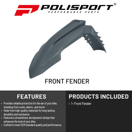 Polisport Motocross (MX) Front Fender for KTM EXC/EXC-F / XC-W/XCF-W / SX/SX-F (2023-2025) Dirt Bike - OEM Quality, Durable, Flexible & Perfect Fit - Nardo Grey