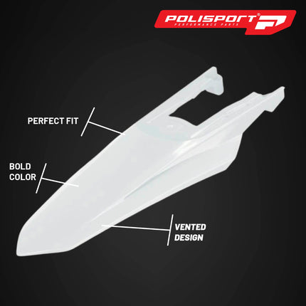 Polisport Motocross (MX) Rear Fender for KTM EXC/EXC-F / XC-W/XCF-W / SX/SX-F (2023-2025) Dirt Bike - OEM Quality, Durable, Flexible & Perfect Fit - White