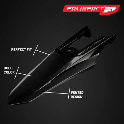 Polisport Motocross (MX) Rear Fender for KTM EXC/EXC-F / XC-W/XCF-W / SX/SX-F (2023-2025) Dirt Bike - OEM Quality, Durable, Flexible & Perfect Fit - Black