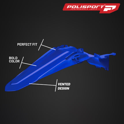 Polisport Motocross (MX) Rear Fender for Yamaha YZ 250F/450F (2024-2025) Dirt Bike - OEM Quality, Durable, Flexible & Perfect Fit - Blue