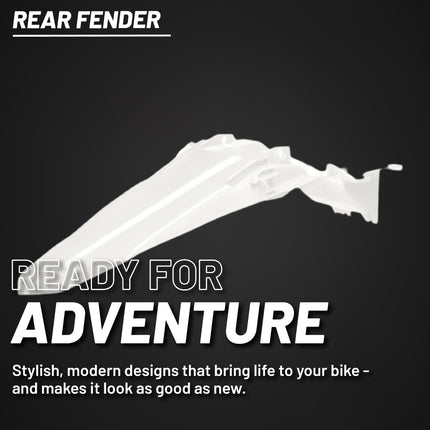 Polisport Motocross (MX) Replica Plastics Rear Fender for Yamaha YZ 250F/450F (2024-2025) Dirt Bike - OEM Quality, Durable, Flexible & Perfect Fit - White