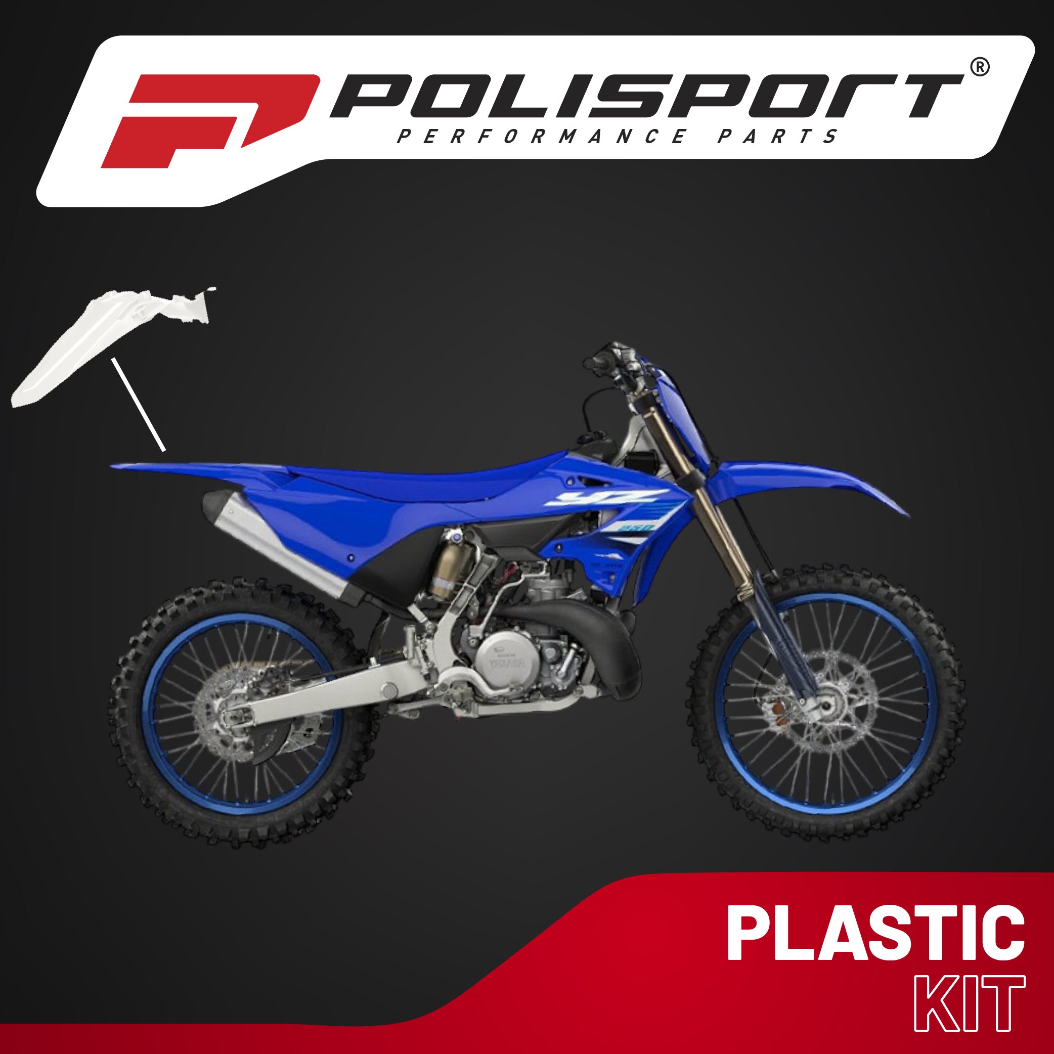 Polisport Motocross (MX) Replica Plastics Rear Fender for Yamaha YZ 250F/450F (2024-2025) Dirt Bike (White)