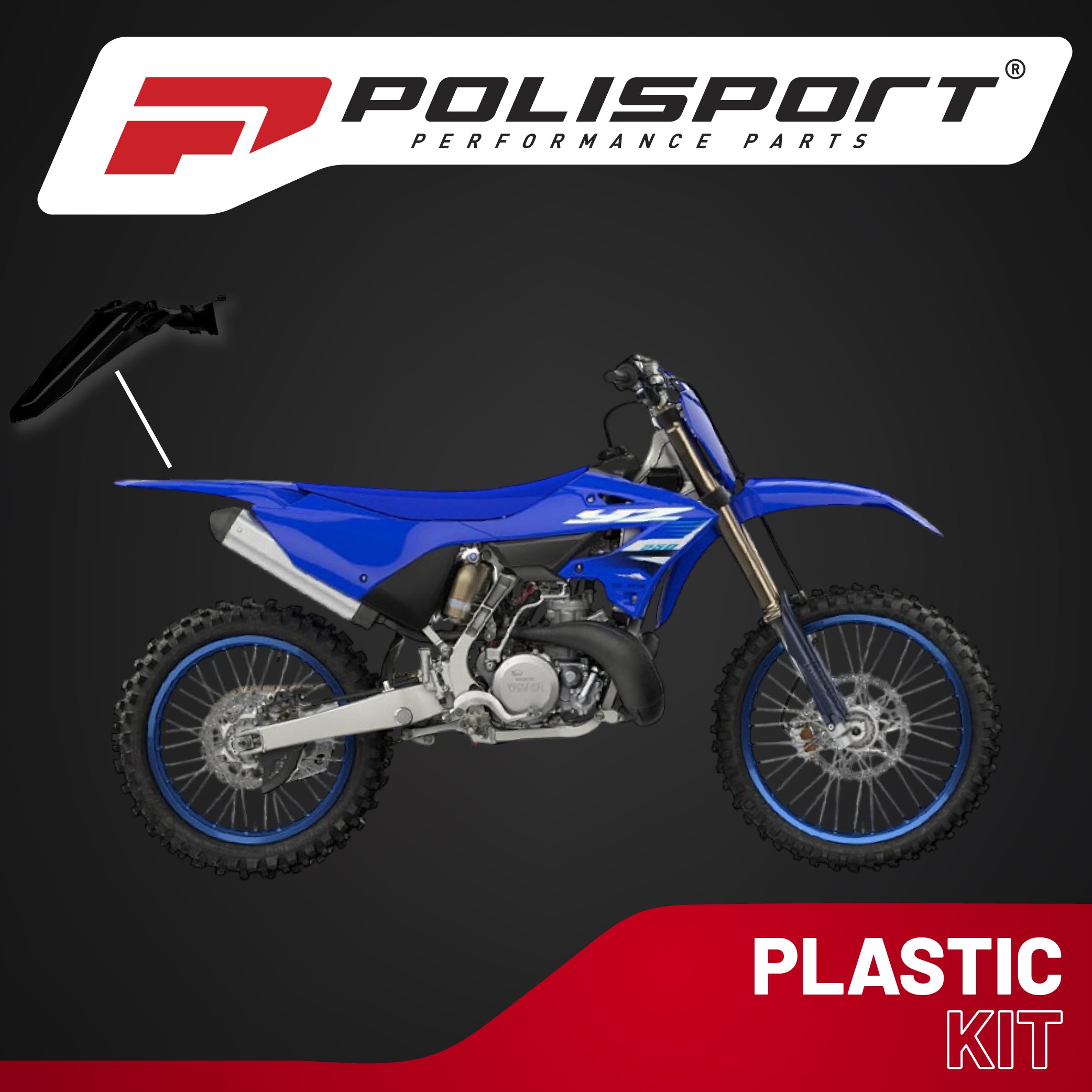 Polisport Motocross (MX) Replica Plastics Rear Fender for Yamaha YZ 250F/450F (2024-2025) Dirt Bike(Black)