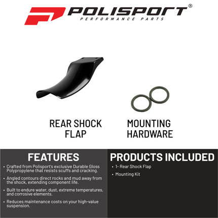 Polisport Motocross Motorcycles (MX) Rear Shock Flap for Honda CR125 (1993-2007), CR250 (1992-2007), CRF450R (2002-2008) Dirt Bikes - Injection-Molded Polypropylene for Impact Resistance - Black