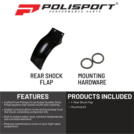 Polisport Motocross Motorcycles (MX) Rear Shock Flap for Yamaha YZ250F (2003-2024), YZ125 (2004-2024), YZ250 (2004-2024), YZ450F (2003-2022) Dirt Bikes - Protects Shock from Rocks, Mud & Debris -Black