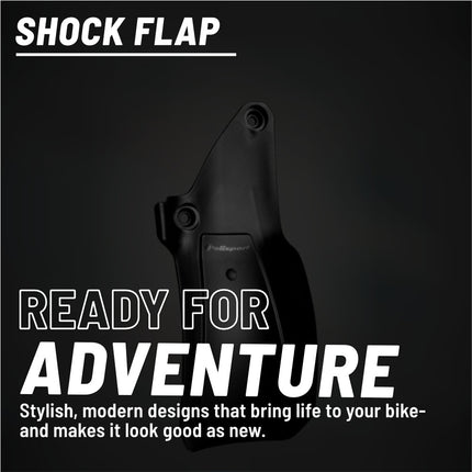 Polisport Motocross Motorcycles (MX) Rear Shock Flap for KTM SX/F (2016-22), EXC/F (2017-23) & Husqvarna FC/TC (2016-22), TE/FE (2017-23) Dirt Bikes - Shields Shock from Rocks, Mud & Debris - Black