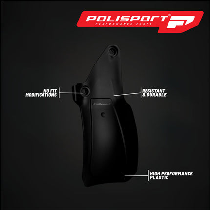 Polisport Motocross Motorcycles (MX) Rear Shock Flap for KTM SX/F (2016-22), EXC/F (2017-23) & Husqvarna FC/TC (2016-22), TE/FE (2017-23) Dirt Bikes - Shields Shock from Rocks, Mud & Debris - Black