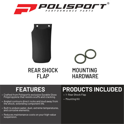 Polisport Motocross Motorcycles (MX) Rear Shock Flap for Suzuki RM-Z250 (2019-2024), RM-Z450 (2018-2024) Dirt Bikes -Superior Durability & Abrasion Protection for Motocross Bikes - Black