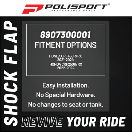 Polisport Motocross Motorcycles (MX) Rear Shock Flap for Honda CRF450R/RX (2021-2024) & CRF250R/RX (2022-2024) Dirt Bikes - Superior Durability for Motocross Bikes - Black