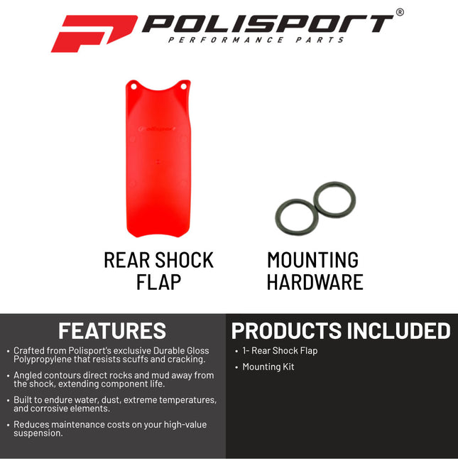 Polisport Motocross Motorcycles (MX) Rear Shock Flap for Honda CRF450R/RX (2021-2024) & CRF250R/RX (2022-2024) Dirt Bikes - Superior Durability for Motocross Bikes - Red