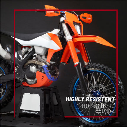 Polisport Foldable Pit Bike Stand - Lightweight, Heavy-Duty Motocross Stand for Dirt Bikes, MX, Off-Road Motorcycles - Compact, Portable, 552 lb Capacity - FIM Podium Official Stand - Yellow