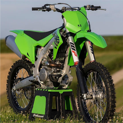 Polisport Foldable Pit Bike Stand - Lightweight, Heavy-Duty Motocross Stand for Dirt Bikes, MX, Off-Road Motorcycles - Compact, Portable, 552 lb Capacity - FIM Podium Official Stand - Yellow