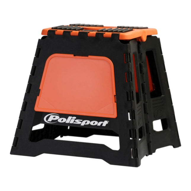 Polisport Foldable Pit Bike Stand - Lightweight, Heavy-Duty Motocross Stand for Dirt Bikes, MX, Off-Road Motorcycles - Compact, Portable, 552 lb Capacity - FIM Podium Official Stand - Orange