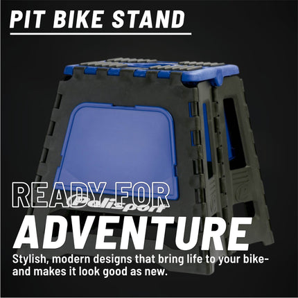 Polisport Foldable Pit Bike Stand - Lightweight, Heavy-Duty Motocross Stand for Dirt Bikes, MX, Off-Road Motorcycles - Compact, Portable, 552 lb Capacity - FIM Podium Official Stand - Blue