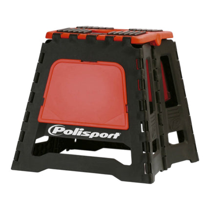 Polisport Foldable Pit Bike Stand - Lightweight, Heavy-Duty Motocross Stand for Dirt Bikes, MX, Off-Road Motorcycles - Compact, Portable, 552 lb Capacity - FIM Podium Official Stand - Red