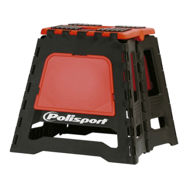 Polisport Foldable Pit Bike Stand - Lightweight, Heavy-Duty Motocross Stand for Dirt Bikes, MX, Off-Road Motorcycles - Compact, Portable, 552 lb Capacity - FIM Podium Official Stand - Red