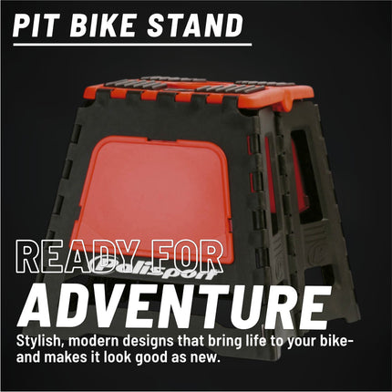 Polisport Foldable Pit Bike Stand - Lightweight, Heavy-Duty Motocross Stand for Dirt Bikes, MX, Off-Road Motorcycles - Compact, Portable, 552 lb Capacity - FIM Podium Official Stand - Red