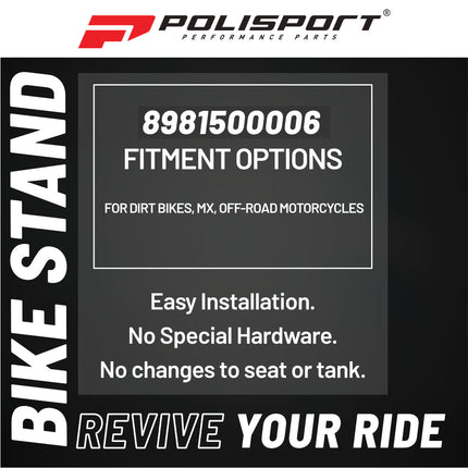 Polisport Foldable Pit Bike Stand - Lightweight, Heavy-Duty Motocross Stand for Dirt Bikes, MX, Off-Road Motorcycles - Compact, Portable, 552 lb Capacity - FIM Podium Official Stand - Black/White