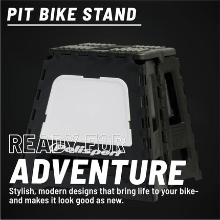 Polisport Foldable Pit Bike Stand - Lightweight, Heavy-Duty Motocross Stand for Dirt Bikes, MX, Off-Road Motorcycles - Compact, Portable, 552 lb Capacity - FIM Podium Official Stand - Black/White
