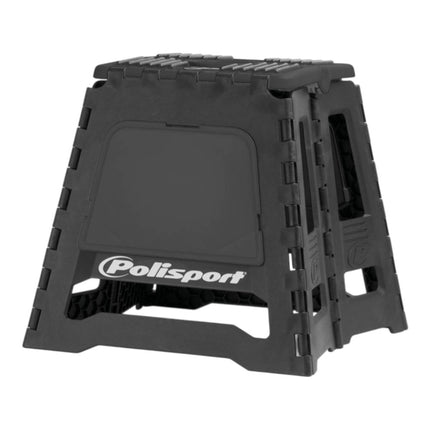 Polisport Foldable Pit Bike Stand - Lightweight, Heavy-Duty Motocross Stand for Dirt Bikes, MX, Off-Road Motorcycles - Compact, Portable, 552 lb Capacity - FIM Podium Official Stand - Black