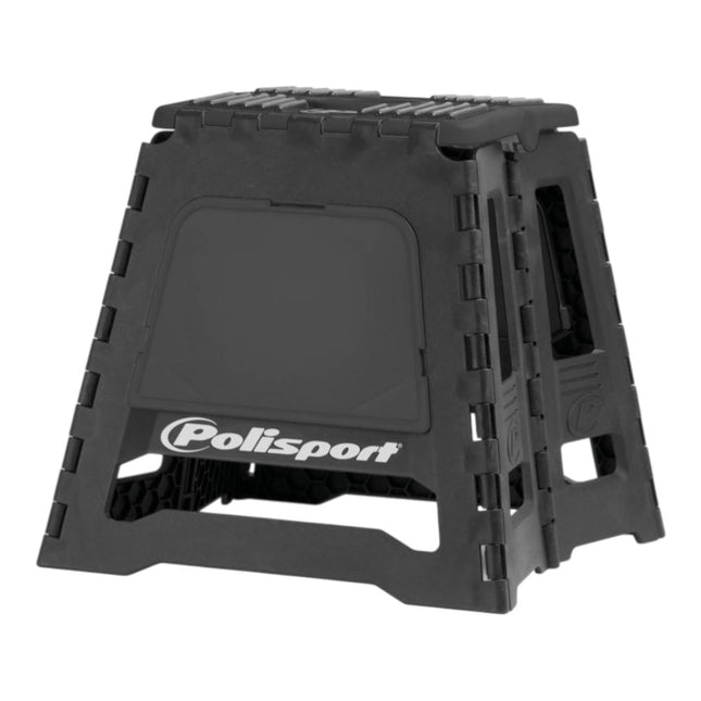 Polisport Foldable Pit Bike Stand - Lightweight, Heavy-Duty Motocross Stand for Dirt Bikes, MX, Off-Road Motorcycles - Compact, Portable, 552 lb Capacity - FIM Podium Official Stand - Black