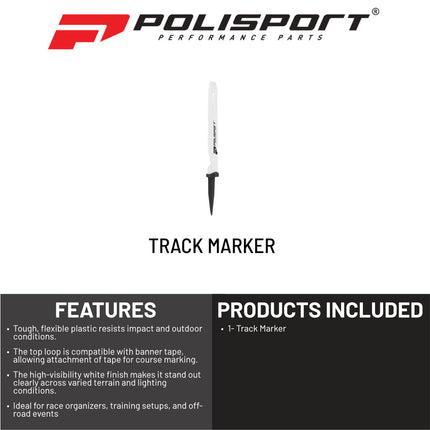 Polisport Track Marker White - Durable Flexible Plastic Spike for Motocross Off-Road Track Marking, Banner Tape Attachment & Path Delimitation