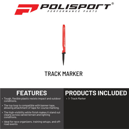 Polisport Track Marker Red - Durable Flexible Plastic Spike for Motocross Off-Road Track Marking, Banner Tape Attachment & Path Delimitation