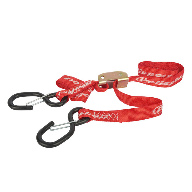 Polisport Tie Down Straps with Carabiner Hooks, 2-Pack, 22mm x 2.2m, Durable Universal Motorcycle and Bike Securing Straps, Red