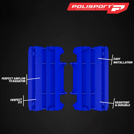 Polisport Radiator Louvers - Blue Panels for Yamaha YZ 125/250 (2005-2020) - OEM Fit, Durable Plastic, Enhanced Airflow, Easy Installation