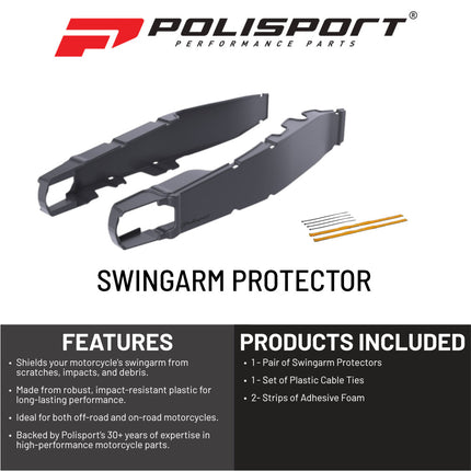 Polisport Motocross Motorcycles (MX) Swingarm Protector for Honda CRF450R (2017-2018), CRF450RX (2017-2018), CRF250R (2018-2019) Dirt Bikes - High Impact & Abrasion Resistance - Grey