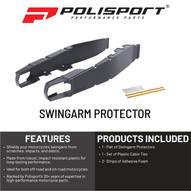 Polisport Motocross Motorcycles (MX) Swingarm Protector for Honda CRF450R (2017-2018), CRF450RX (2017-2018), CRF250R (2018-2019) Dirt Bikes - High Impact & Abrasion Resistance - Grey