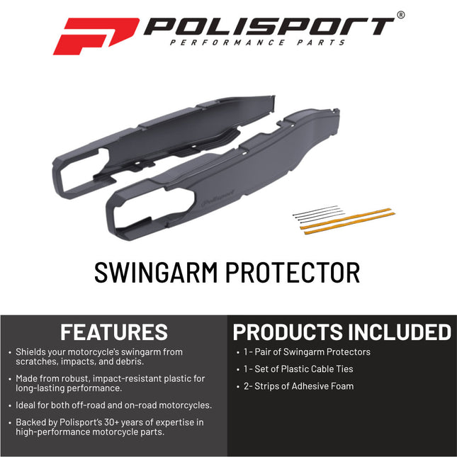 Polisport Motocross Motorcycles (MX) Swingarm Protector for GasGas EC 250/300 (2017-2020), XC 250/300 (2017-2020) Dirt Bikes - High Impact & Abrasion Resistance - Black