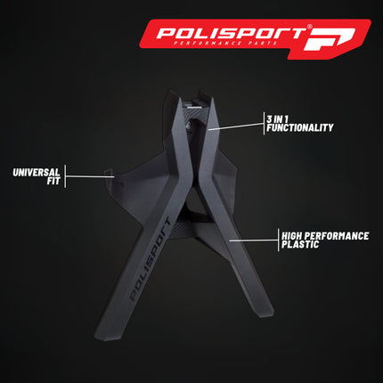 Polisport Tripod Stand - Side Stand, Lay-Over Wash Aid & Fork Saver  3-in-1 Dirt Bike Support for Cleaning & Transport